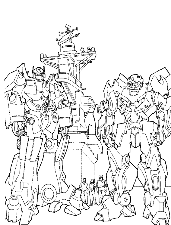 coloriage transformers avec les humains